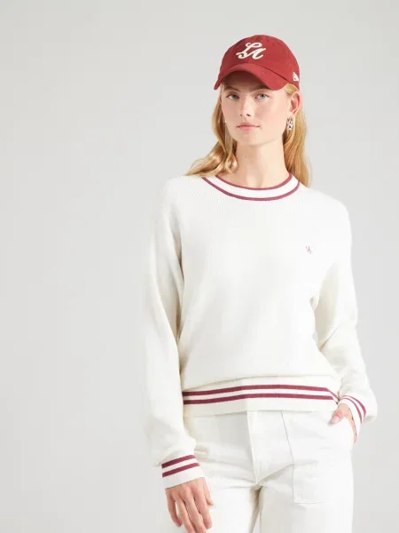Calvin Klein Jeans Sveter vínovo červená biela