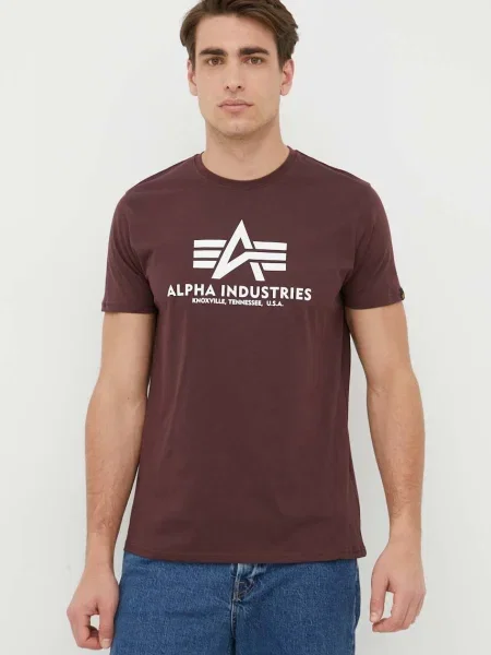 ALPHA INDUSTRIES Tricou roșu vin / alb bordo