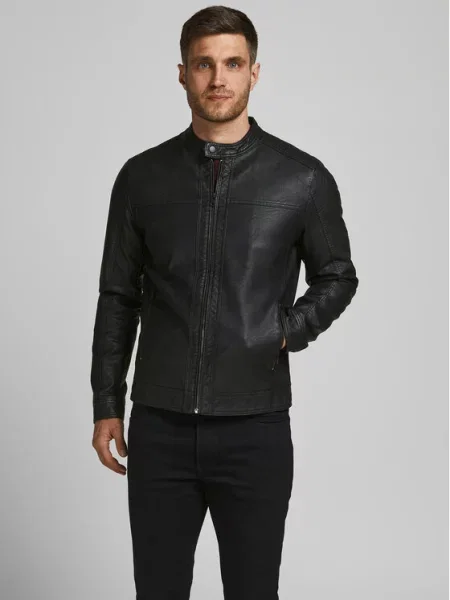 Jack & Jones Kurtka z imitacji skóry czarny
