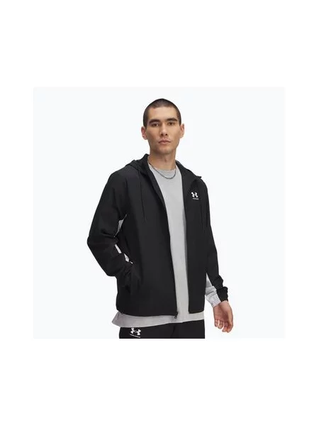 Куртка-вітровка Under Armour Rival Woven Windbreaker чорна/чорна/біла біла