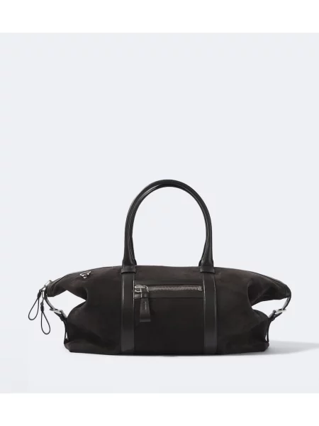 Geantă Tom Ford din piele de căprioară gri