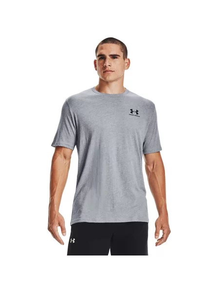 Tréninkové tričko Under Armour Sportstyle Left Chest SS steel light heather/black šedé