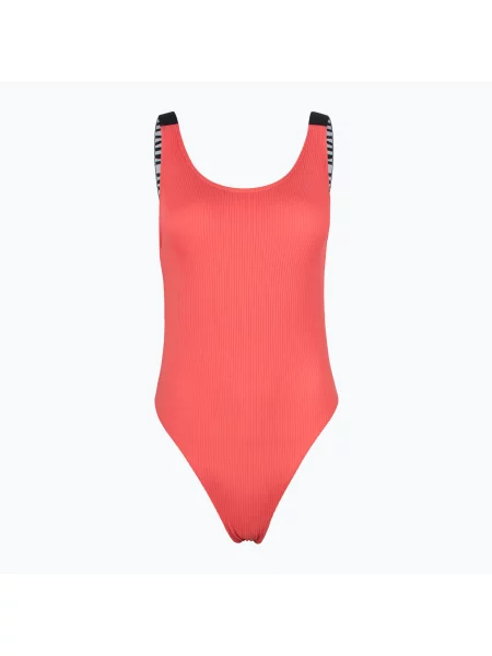 Jednodílné plavky Calvin Klein Intense Power Rib Scoop Back One Piece-RP dazzling coral červené