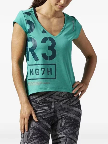 Tricou Reebok cu decolteu în V verde