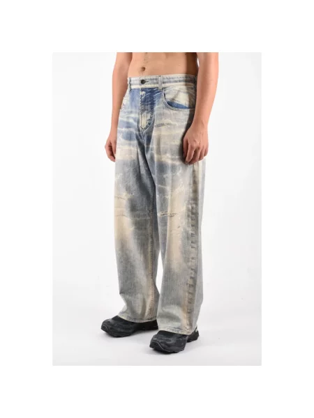 Szerokie jeansy Diesel niebieskie