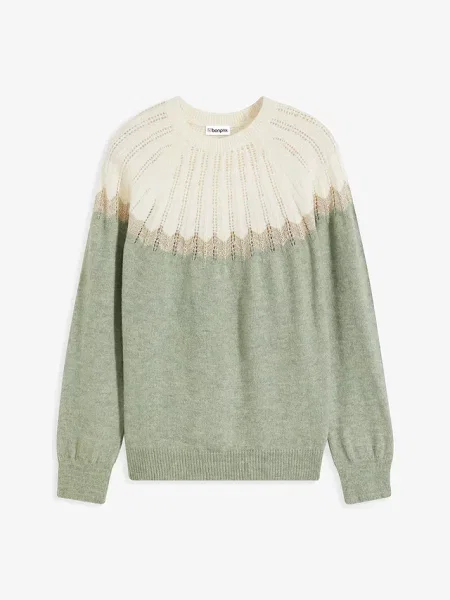 Sweter ażurowy z połyskującą nicią niebieski