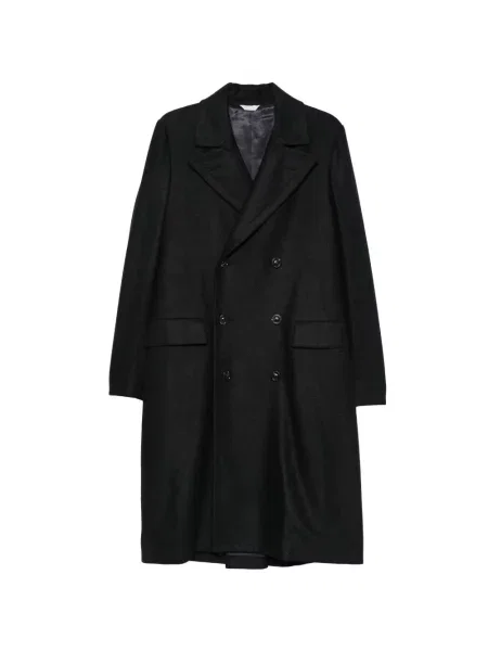 Palton Boglioli cu model herringbone cu două rânduri de nasturi negru