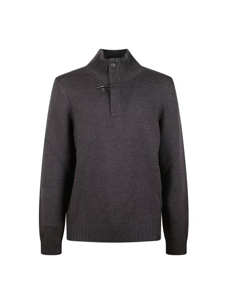 Sweter z golfem Fay wełniany do golfa brązowy