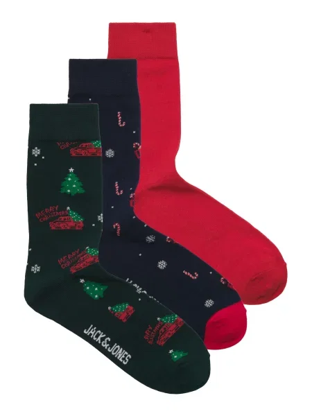 Jack & Jones Junior Șosete JACXMAS bleumarin / verde pin / roşu închis alb