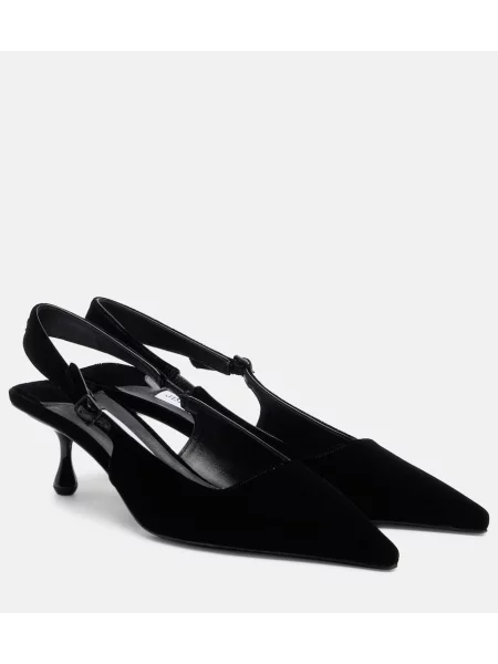 Pantofi cu toc Jimmy Choo de catifea slingback negru