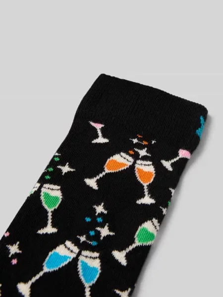 Skarpety o kroju regular fit z wyhaftowanym logo model ‘CHEERS’ Happy Socks czarne