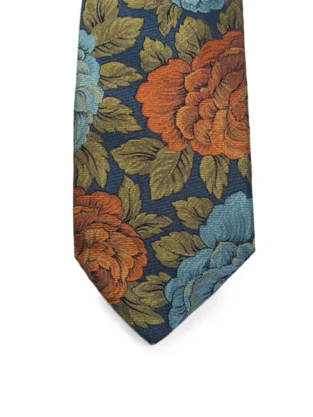 Cravată Etro cu model floral din jacard albastru