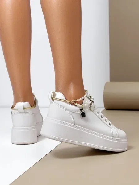 Sneakerși Resti cu platformă alb