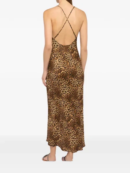 Rochie maxi Mc2 Saint Barth din satin cu imagine cu model leopard