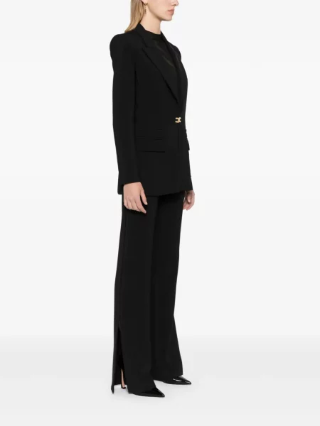 Pantaloni Elisabetta Franchi din crep cu autograf negru