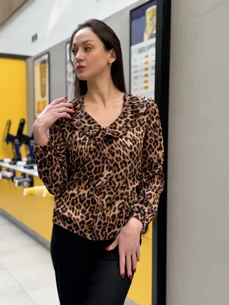 Блуза CAT ORANGE коричневий шовк помаранчева