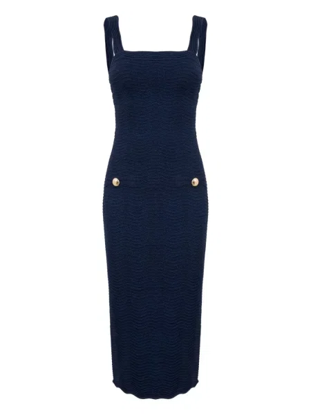 Rochie midi Retrofete până la genunchi de costum albastru