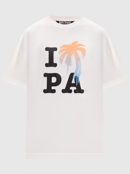 Футболка I Love PA кольору айворі Palm Angels бежева