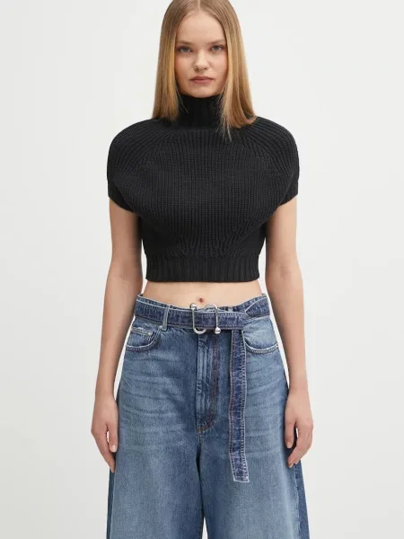 Sportmax pulover FULMINE călduros cu turtleneck negru