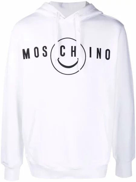 Hanorac cu glugă Moschino cu imagine alb