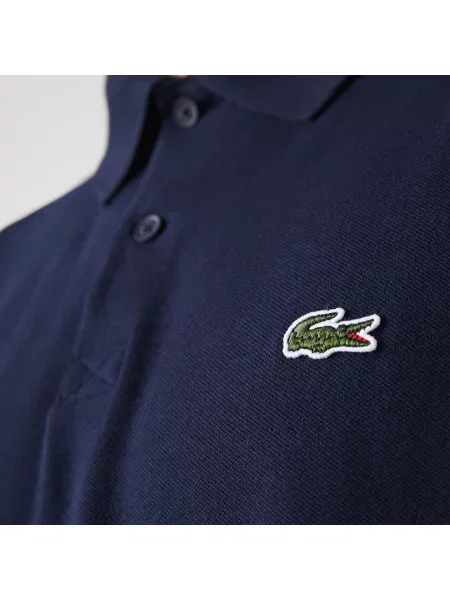 Lacoste Koszulka Polo Z Logo Marki Z Bawełny Regular Fit granatowa