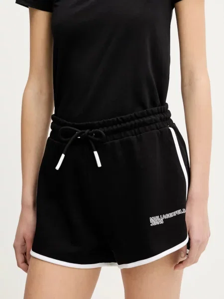 Karl Lagerfeld Jeans pantaloni scurți din femei uni high waist negru