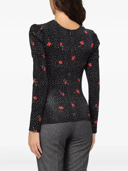 Top Mar De Margaritas cu model floral cu imagine din dantelă negru