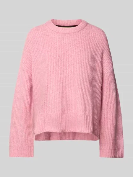 Sweter dzianinowy z okrągłym dekoltem model SIGGA DIVERSE' Jjxx różowy
