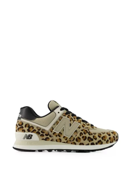 Pantaloni New Balance cu imagine din material terry cu model leopard gri