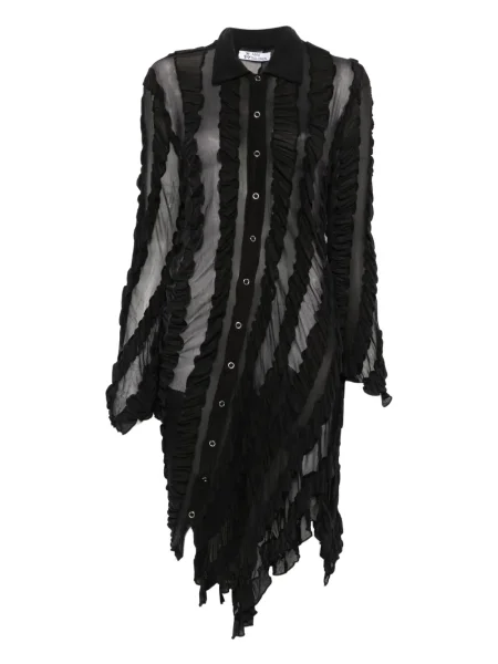 Sukienka koszulowa Anni Salonen z falbankami do kolan garniturowa czarna