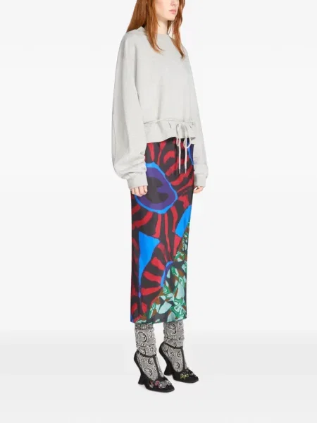 Fustă midi Dries Van Noten cu imagine negru