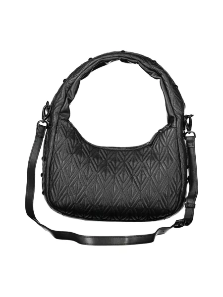 Lniana torebka Valentino By Mario Valentino elegancka czarna