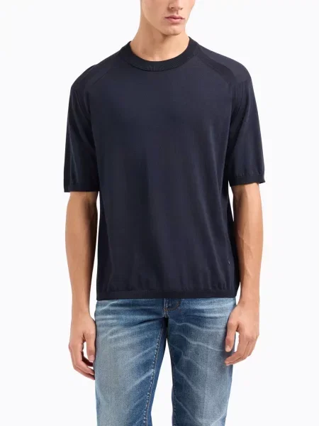 Футболка Emporio Armani из лиоцела синяя