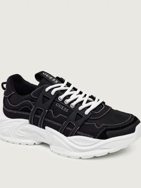 Guess Sneakers BELLU cu adaos de piele negru