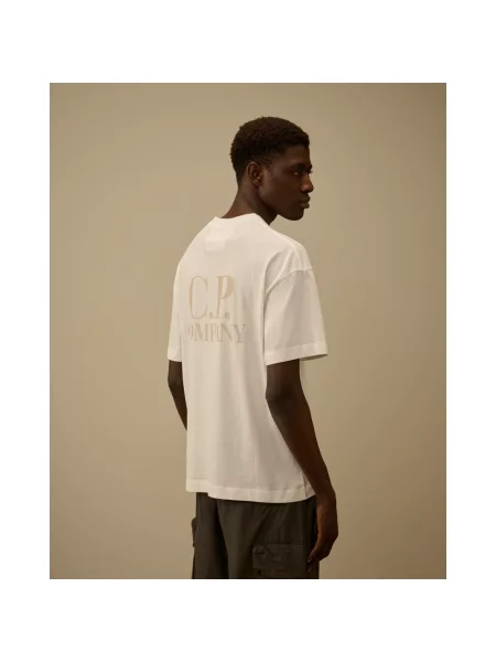 T-shirt C.P. Company Jersey Short Sleeve Logo T-Shir Off White L biała