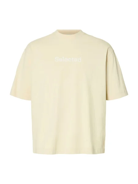 SELECTED Tricou SLHWILL nisipiu alb