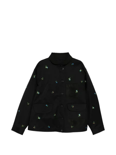 Geacă Jnby cu broderie cu model floral lungă negru