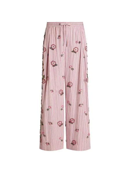 Pantaloni Dolce & Gabbana cu broderie roz