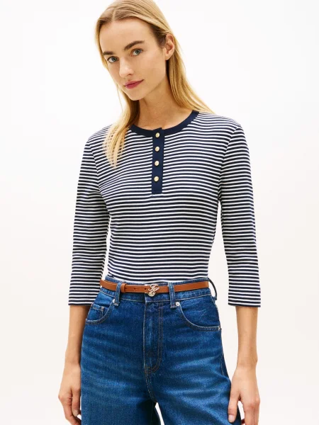 TOMMY HILFIGER Tričko námornícka / biela modrá