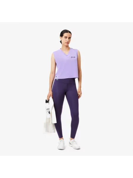 Lacoste Legginsy Z Nadrukiem Slim Fit fioletowe