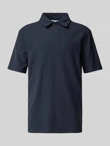 Koszulka polo o kroju regular fit z krótką listwą guzikową Samsøe & Samsøe granatowe