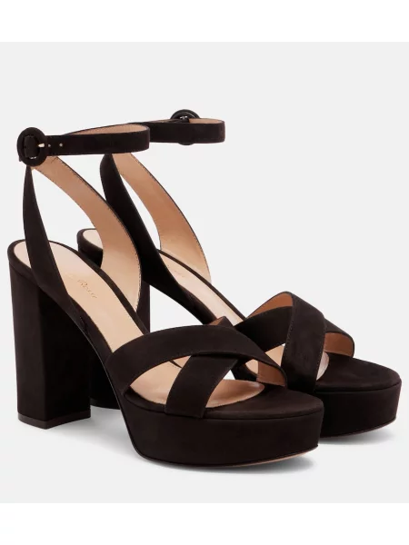 Sandale Gianvito Rossi din piele de căprioară cu platformă maro