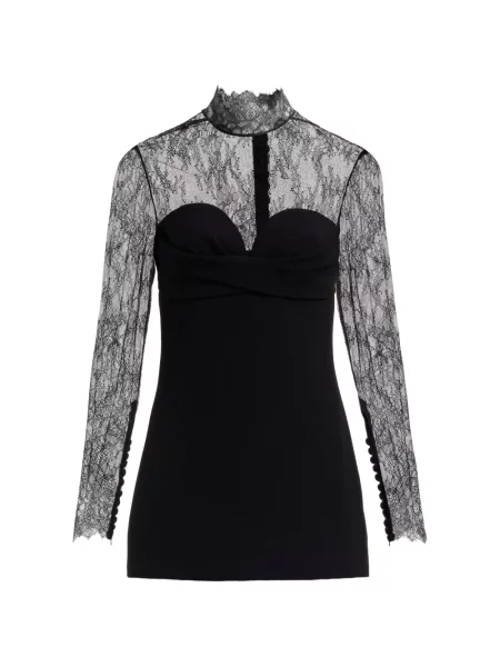 Rochie mini Elie Saab din dantelă negru