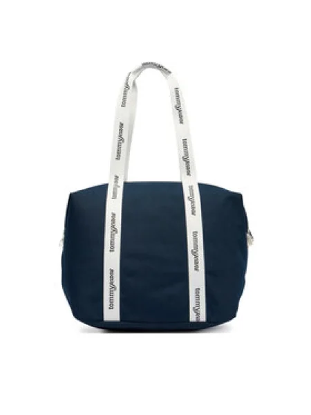 Táska Tommy Jeans Tjw Ess Daily Tote Sötétkék bézs