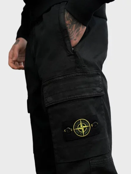 Брюки Stone Island с камнями черные