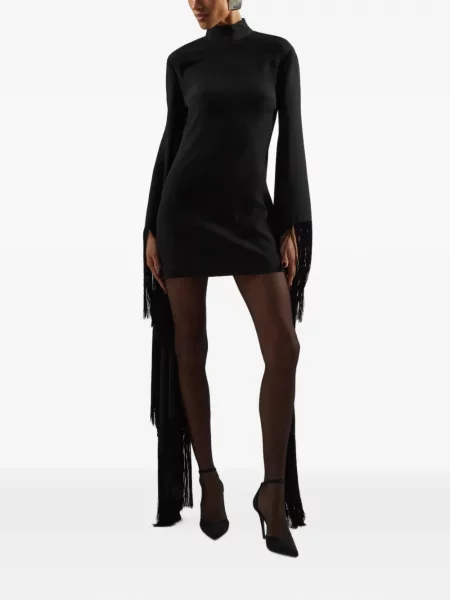 Rochie mini Taller Marmo cu franjuri negru