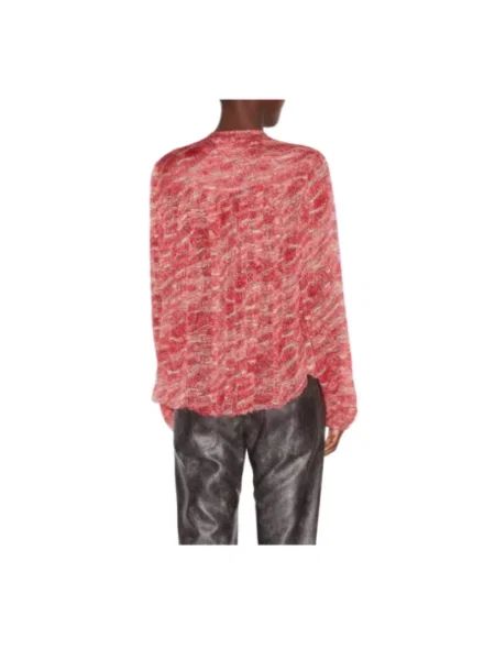 Wielobarwność bluzka Isabel Marant Etoile z nadrukiem szyfonowa czerwona