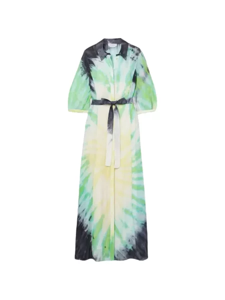 Рокля Gabriela Hearst с tie-dye ефект връзки зелено