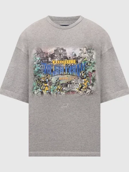 Меланжева футболка з брендовим принтом Juun.j сіра