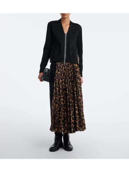 Cardigan Sacai cu imagine cu model leopard